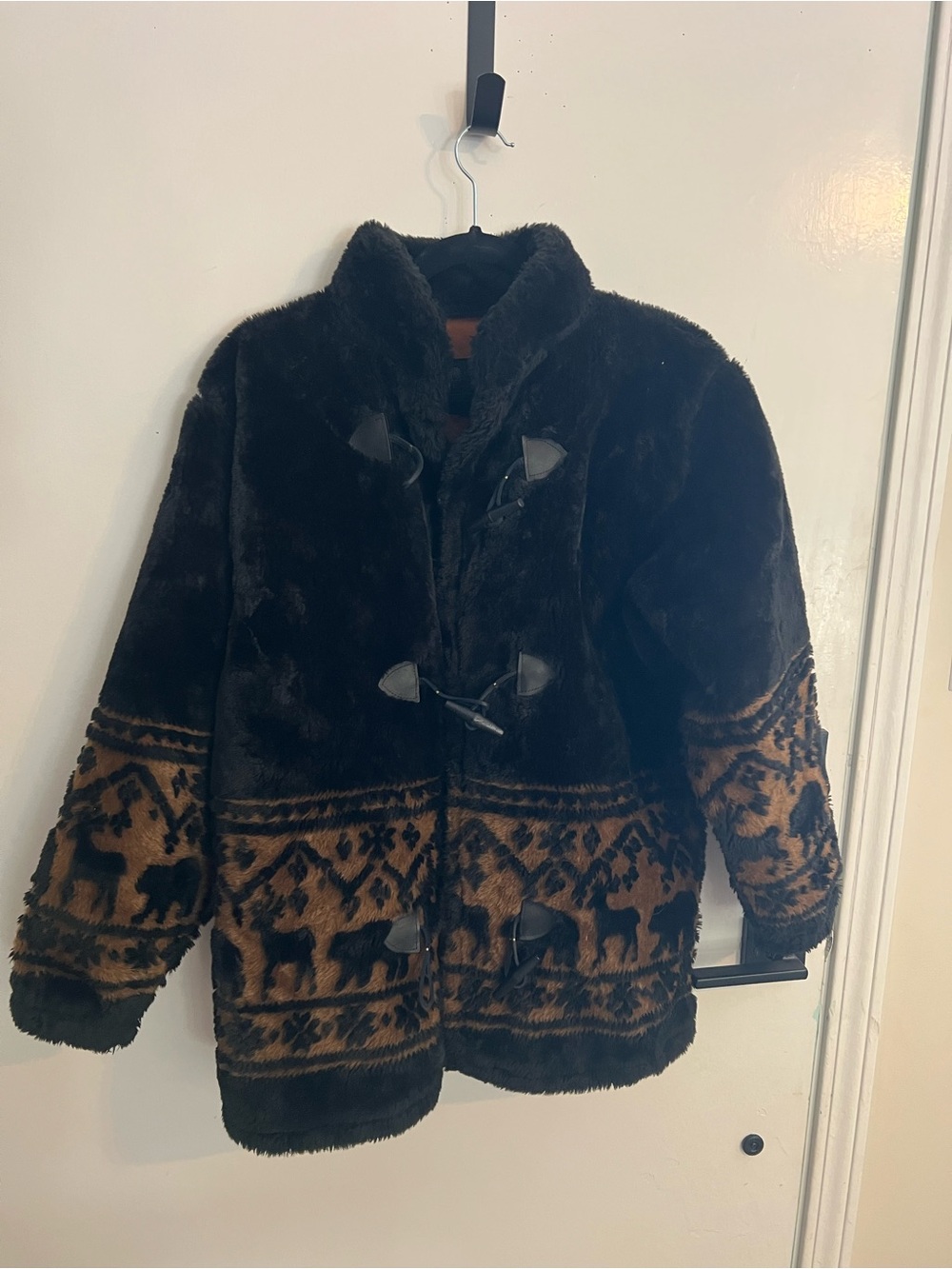 Bear Ridge Vintage Faux Fur Wildlife Toggle Coat